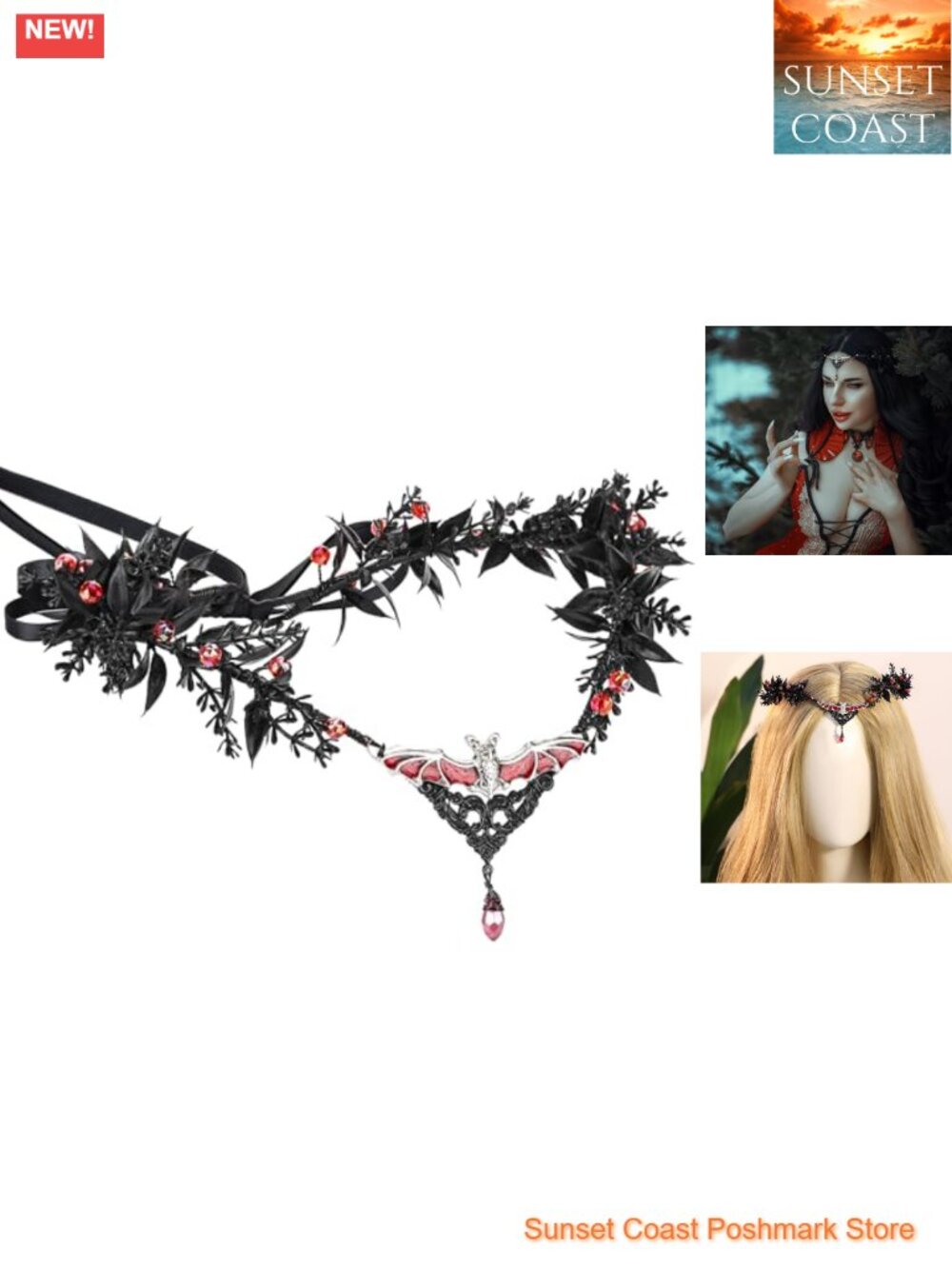 Gothic Flower Crown Circlet for Women Fairy Elf Headpiece Halloween